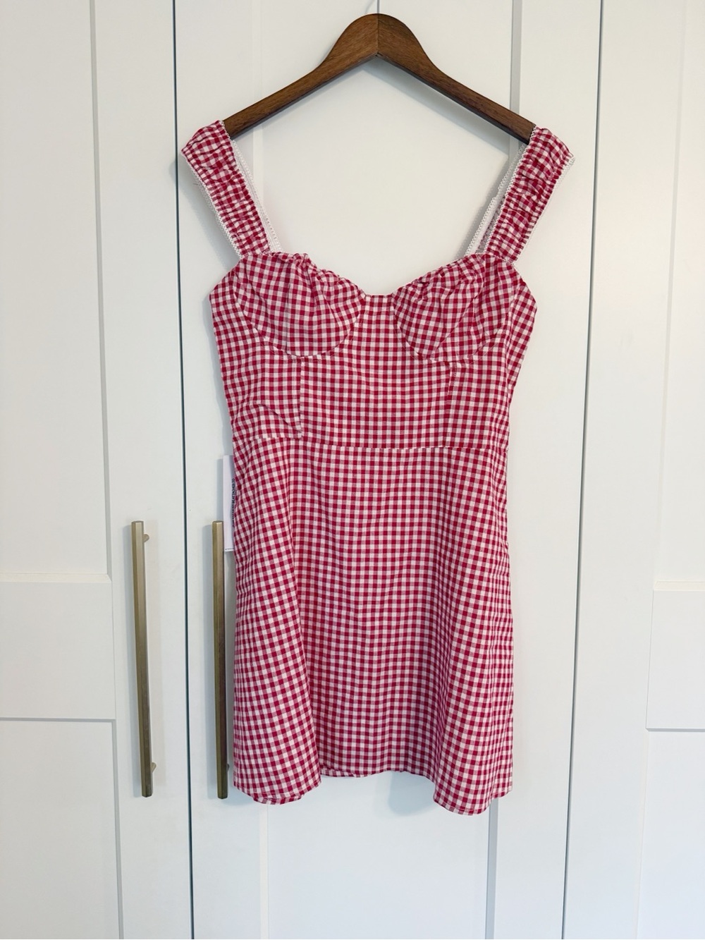 Princess Polly Women’s 6P Petite Faubert Mini Dress Red Gingham - Picture 8 of 12
